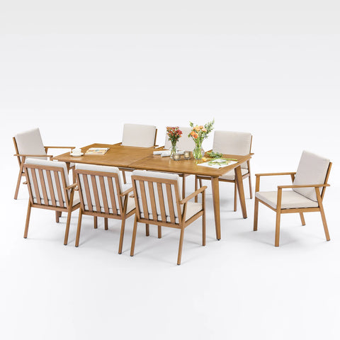 SeeHill 9-Piece Outdoor Patio Dining Set for 8 with Umbrella Hole