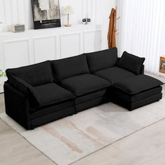 Modular Cloud Sectional Sofa with Movable Ottoman & Pillows