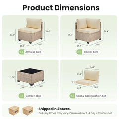 7-Piece Outdoor Rattan Patio Furniture Set with Glass Table