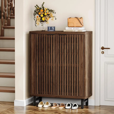 LITTLE TREE 6-Tier Shoe Cabinet with Adjustable Shelves & Doors