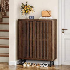 LITTLE TREE 6-Tier Shoe Cabinet with Adjustable Shelves & Doors
