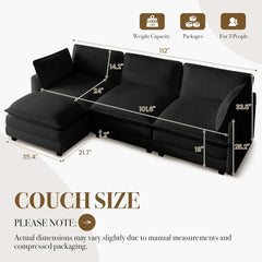 Modular Cloud Sectional Sofa with Movable Ottoman & Pillows
