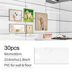 30-Pack Self-Adhesive Marble Tile Wall Stickers – PVC Wall Panels