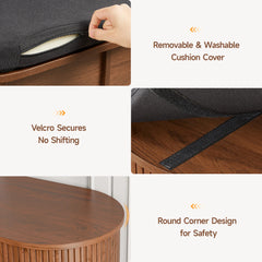 43.3" Shoe Storage Bench with Cushion & Sliding Door