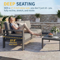 Oversized Aluminum Patio Furniture Set – All-Weather Deep Seating