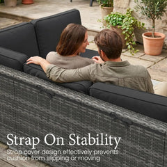 8-Piece Patio Furniture Set with Fire Pit Table & Wicker Sectional Sofa