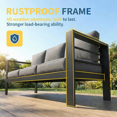 Oversized Aluminum Patio Furniture Set – All-Weather Deep Seating