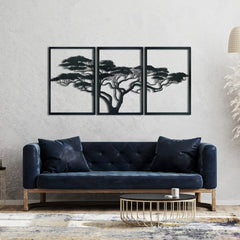 3-Piece Black Metal Tree of Life Wall Art – Wall Hanging Decor Set