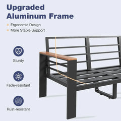 7-Seat Aluminum Patio Sectional Set with Cushions & Coffee Table