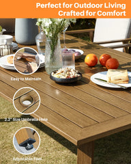 SeeHill 9-Piece Outdoor Patio Dining Set for 8 with Umbrella Hole