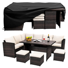 7-Piece Grey Wicker Patio Dining Set with Chairs & Ottoman