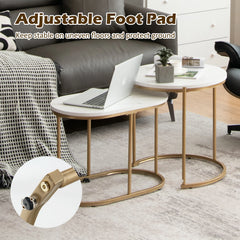 Modern Nesting Coffee Table Set of 2 with Marble Top
