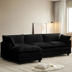 Modular Cloud Sectional Sofa with Movable Ottoman & Pillows