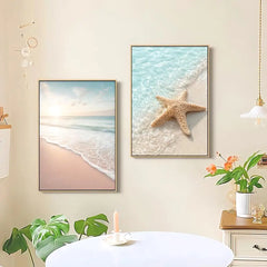 Summer Beach Ocean Canvas Poster – Sea Calligraphy Wall Art