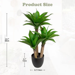 23.7" Artificial Agave Plants – Faux Potted Maguey Houseplant Set