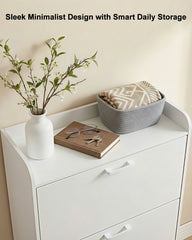 Slim Shoe Cabinet with 3 Flip Drawers