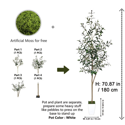 Artificial Olive Tree 1.2–2.0m with Thick Trunk Realistic Faux Plant