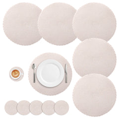 Set of 6 Round Braided Washable Placemats (34cm)