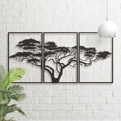 3-Piece Black Metal Tree of Life Wall Art – Wall Hanging Decor Set