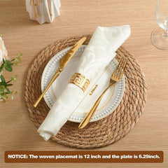 Boho Round Woven Rattan Placemats Set (4/8/12pcs, 12 Inch)