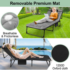 Portable Folding Camping Cot with 3-Position Reclining & Pillow