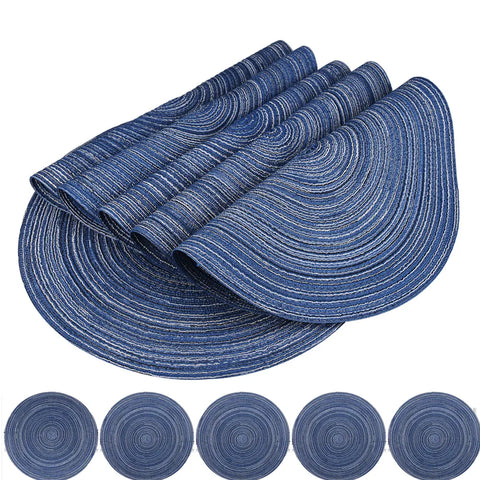Set of 6 Round Braided Washable Placemats (34cm)
