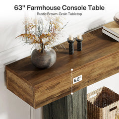 Tribesigns 63" Farmhouse 2-Tier Console Table with U-Shaped Base