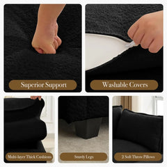 Modular Cloud Sectional Sofa with Movable Ottoman & Pillows