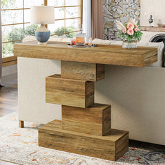 Tribesigns 42.5" Farmhouse Narrow Console Table with Geometric Base
