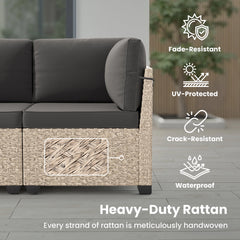 7-Piece Outdoor Rattan Patio Furniture Set with Glass Table