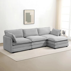 Modular Cloud Sectional Sofa with Movable Ottoman & Pillows