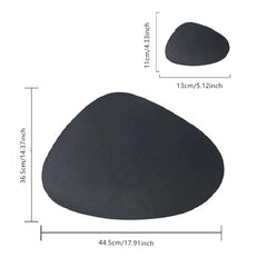 Cream PU Leather Placemat & Coaster Set (Oil-Proof & Waterproof