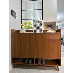 Multi-Function Pine Wood Shoe Cabinet with Entryway Storage