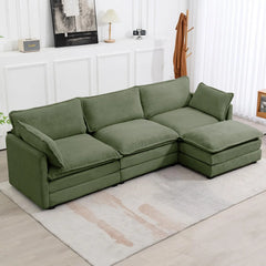 Modular Cloud Sectional Sofa with Movable Ottoman & Pillows