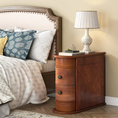 Tribesigns Round Solid Wood End Table with Drawer