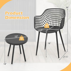 3-Piece Outdoor Patio Bistro Set – Black Heavy-Duty Table & Chairs