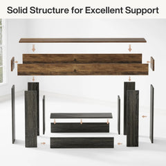 Tribesigns 63" Farmhouse 2-Tier Console Table with U-Shaped Base