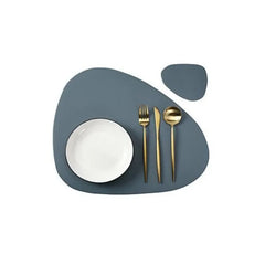 Cream PU Leather Placemat & Coaster Set (Oil-Proof & Waterproof
