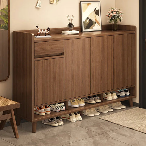 Multi-Function Pine Wood Shoe Cabinet with Entryway Storage
