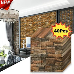 40Pcs Self-Adhesive Waterproof Brick Wallpaper – 38.5×35cm