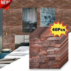 40Pcs Self-Adhesive Waterproof Brick Wallpaper – 38.5×35cm