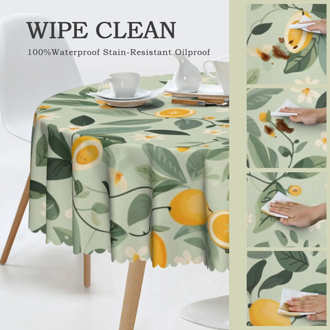 Lemon Print Tablecloth – Fresh & Simple Round/Rectangular Design