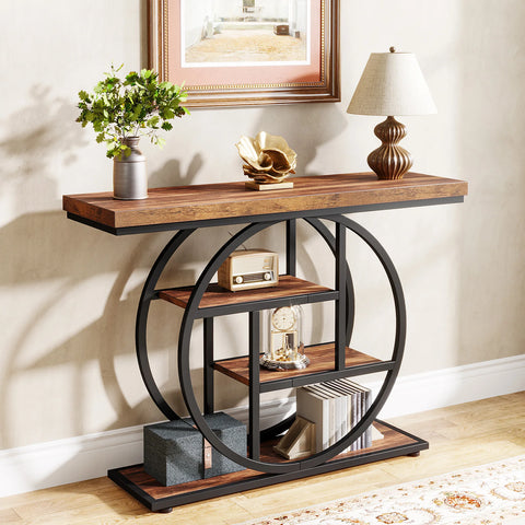 41.3" Industrial 4-Tier Console Table for Entryway & Living Room