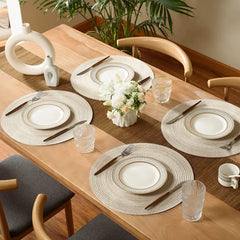 Set of 6 Round Braided Washable Placemats (34cm)