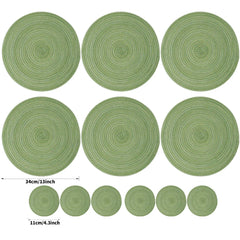 Set of 6 Round Braided Washable Placemats (34cm)