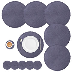 Set of 6 Round Braided Washable Placemats (34cm)