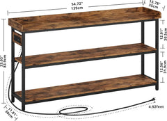IRONCK 55" Console Table with Power Outlet & Adjustable Height