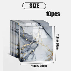Aluminum Foil Marble Tile Wall Stickers – Self-Adhesive Waterproof Wallpaper