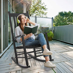 Homfa Wooden Rocking Chair for Porch, Bedroom & Balcony