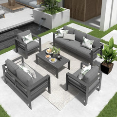 Oversized Aluminum Patio Furniture Set – All-Weather Deep Seating